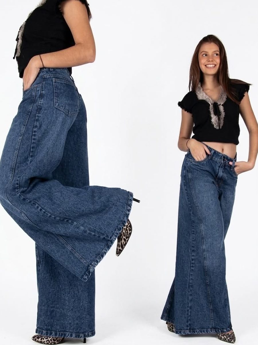 Jean Wide Oxford Tiro Alto — foto 3